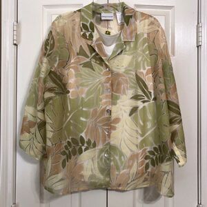 NWT! Alfred Dunner Blouse Size 18 / 1X Hawaiian Design Two Piece Set